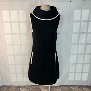Rachel Zoe Black Wool Roll Neck Mod Vibe Mini Tunic Dress Size Medium